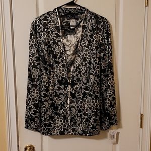 2 piece set black and white floral dress tops
